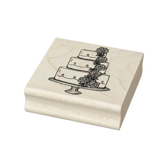 Tiered Wedding Cake Roses Engagement Bridal Stamp (Stamp)