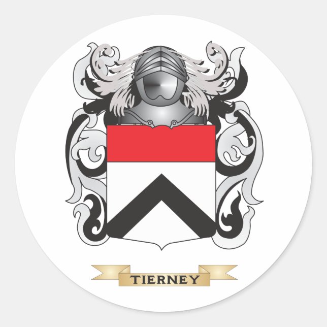 Tierney Family Crest (Coat of Arms) Classic Round Sticker (Front)