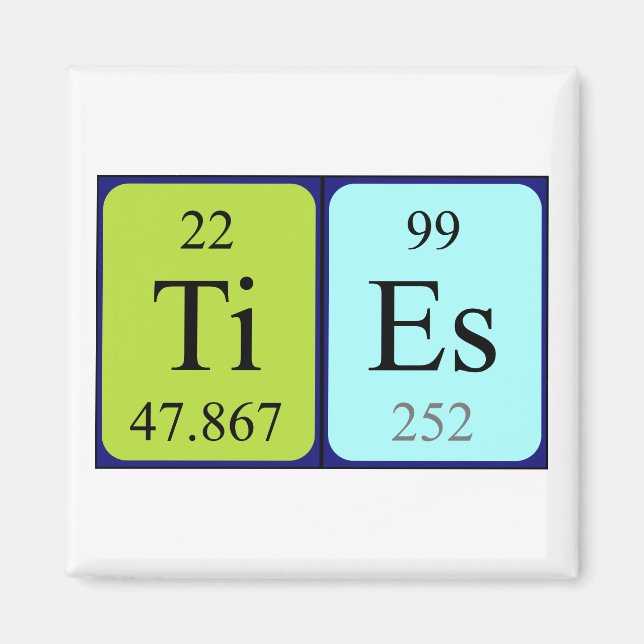 Ties periodic table name magnet (Front)