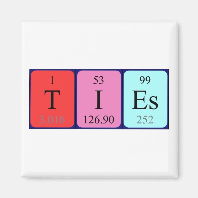 Ties periodic table name magnet (Front)