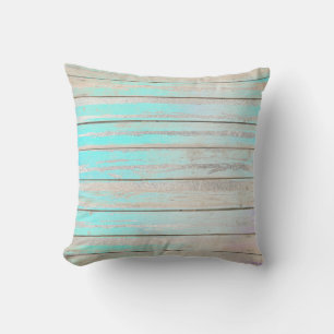 Tiffany Aqua Beach Home Blue Wood Grey Silver Cushion
