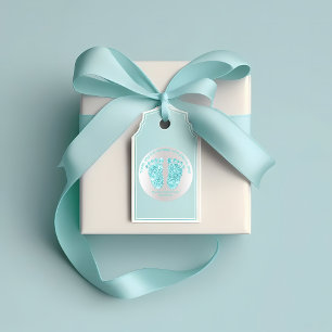 Tiffany Aqua Glitter Feet Baby Shower Favour Thank Classic Round Sticker