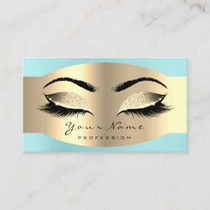 Tiffany Aqua Glitter Gold Makeup Artist Lash Brows Appointment Card