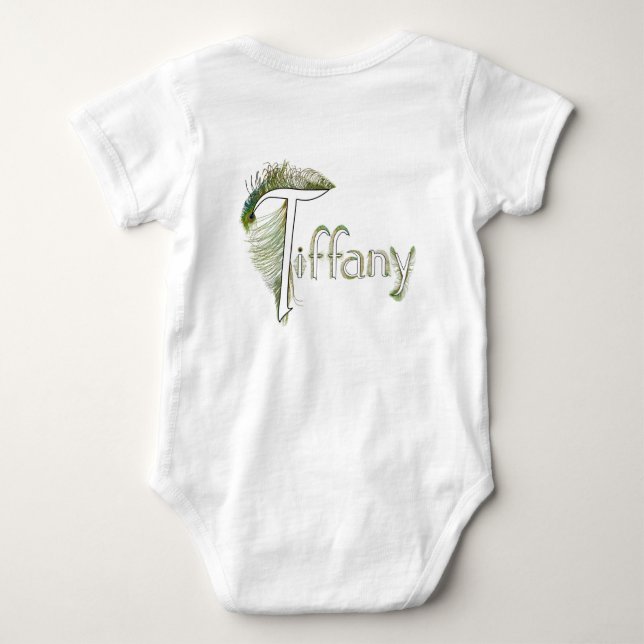 TIFFANY baby back peacock alphabet jumper Baby Bodysuit (Back)