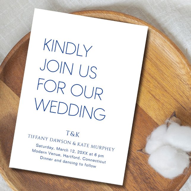 Tiffany Cobalt Blue Bold Modern Wedding Invitation (Creator Uploaded)