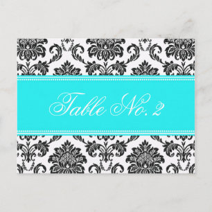 Tiffany Damask Wedding Table Number Postcard