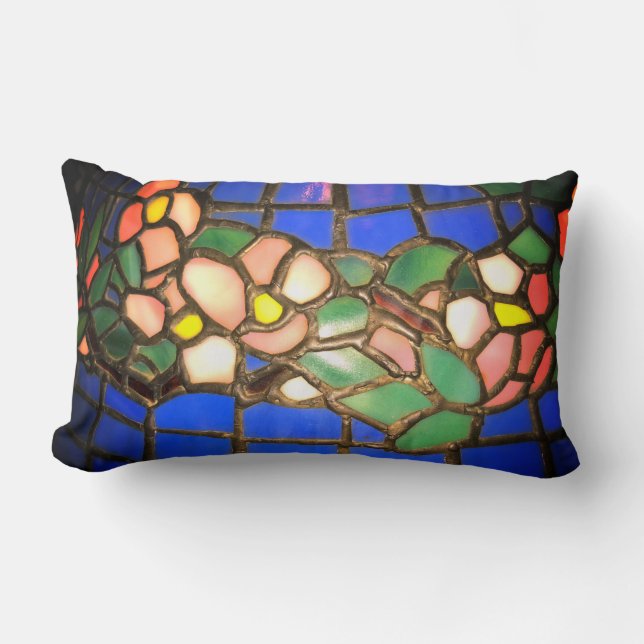 Tiffany Dogwood Stained Glass  Lumbar Cushion (Front)
