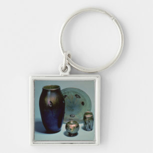 Tiffany favrile plate and vases key ring