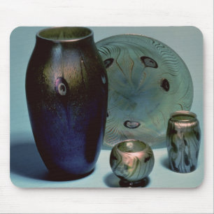 Tiffany favrile plate and vases mouse pad