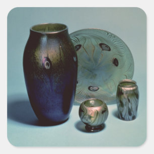 Tiffany favrile plate and vases square sticker