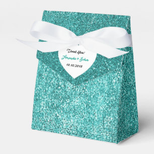 Tiffany Green Metallic Aqua White Favour Thank You Box