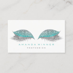 Tiffany Grey Glam Lashes Extention Makeup Glitter Appointment Card