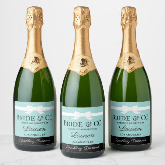 Tiffany Inspired Bride Beverage Bottle Label 