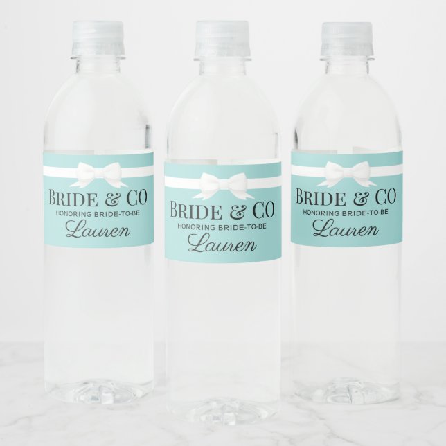 Tiffany Inspired Bride & Co Beverage Bottle Label  (Bottles)