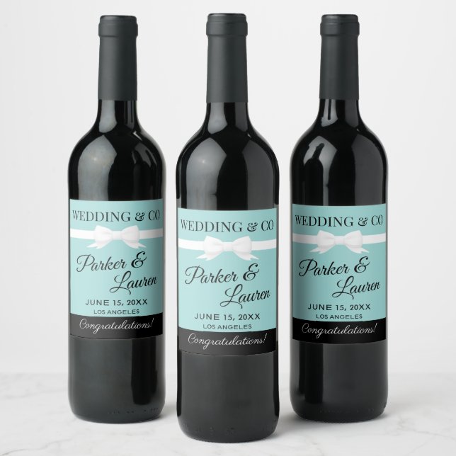 Tiffany Inspired Wedding Beverage Bottle Label  (Bottles)