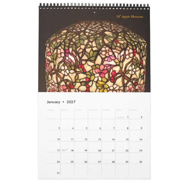 TIFFANY LAMPS CALENDAR (Jan 2027)