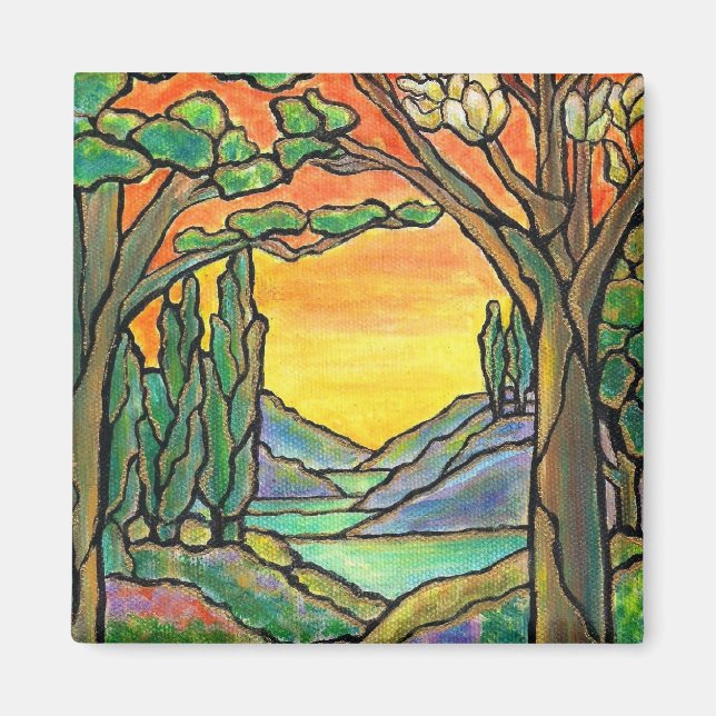 Tiffany Landscape Stained Glass Design ART! Magnet (Front)