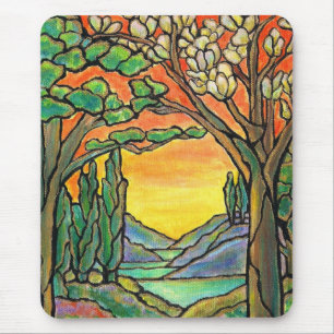 Tiffany Landscape Stained Glass Design ART! Mouse Pad