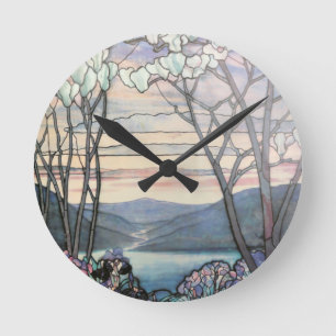 TIFFANY MAGNOLIAS ROUND CLOCK