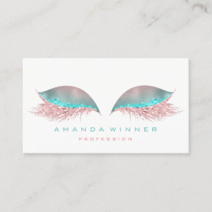 Tiffany Pink Ombre Lashes Extention Makeup Glitter Appointment Card