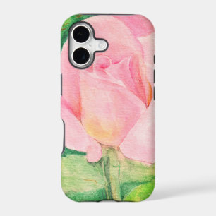 Tiffany Rose watercolor on iPhone Case
