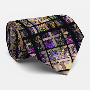 Tiffany Stained Glass Clematis Flowers Tie