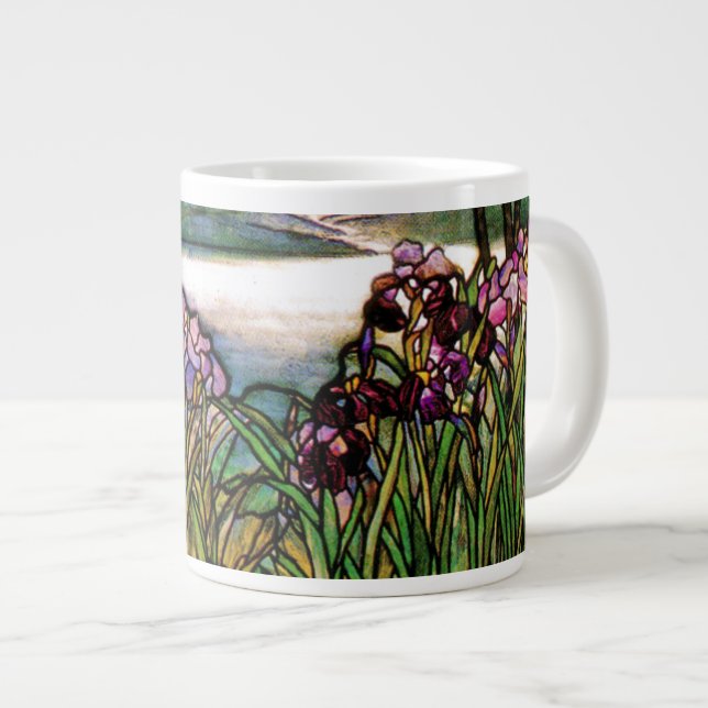 Tiffany Stained Glass Irises Jumbo Mug (Front Right)