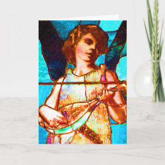 Tiffany Stained Glass Musical Angel Card