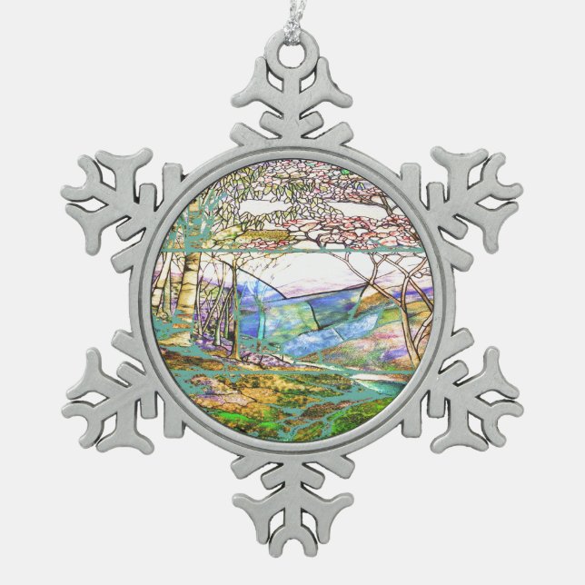 Tiffany Stained Glass Snowflake Ornament (Front)