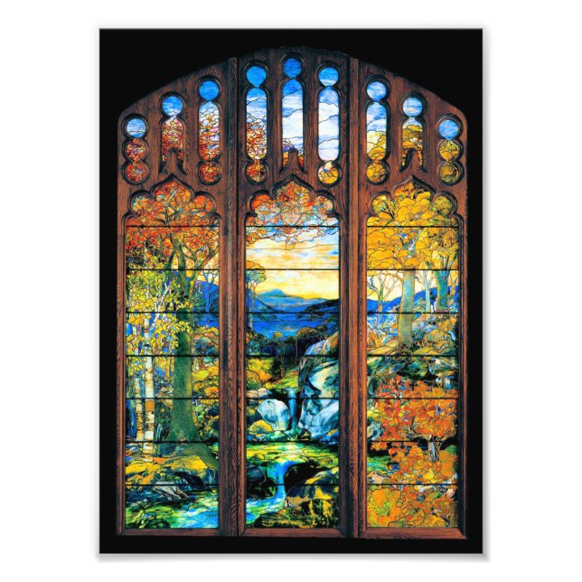 Tiffany Stained Glass Window Landscape Photo Print (Front)