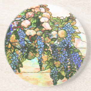 Tiffany Stained Glass Window Wisteria Vine Art Coaster