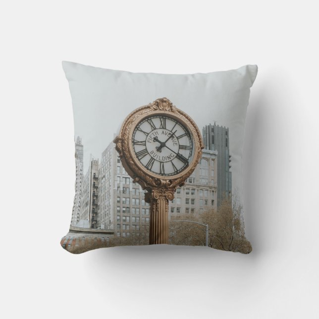 Tiffany Street Clock in New York Cushion (Front)