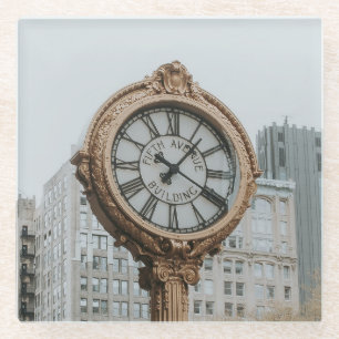 Tiffany Street Clock in New York Glass Coaster