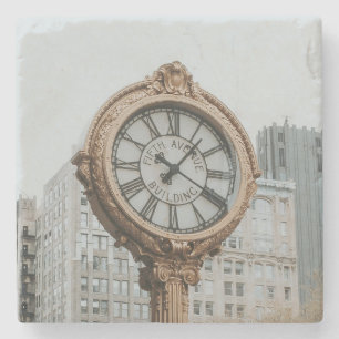 Tiffany Street Clock in New York Stone Coaster