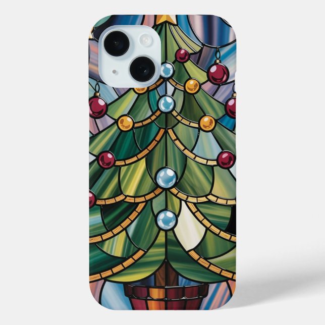 Tiffany-Style Stained Glass Christmas Tree Case-Mate iPhone Case (Back)