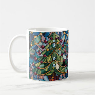 Tiffany-Style Stained Glass Christmas Tree Coffee Mug