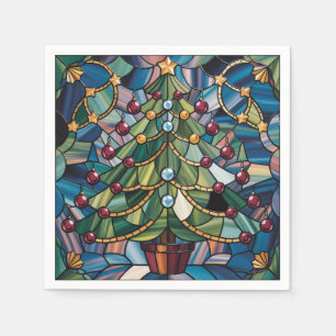 Tiffany-Style Stained Glass Christmas Tree Napkin