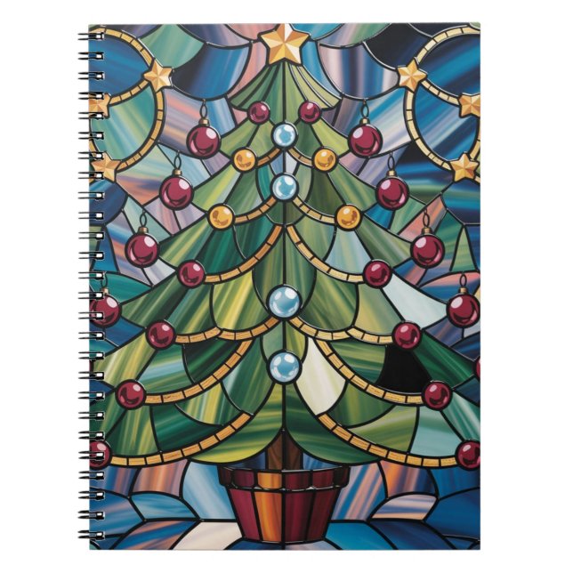 Tiffany-Style Stained Glass Christmas Tree Notebook (Front)