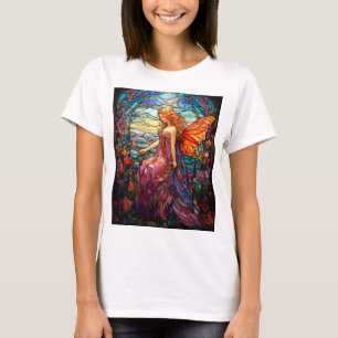 Tiffany Style Stained Glass Magical Fairy T-Shirt