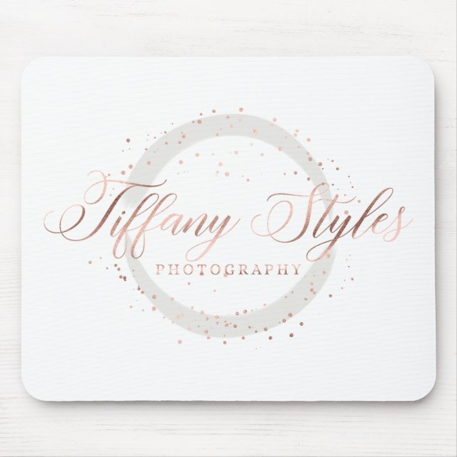 Tiffany Styles Navy Blue & Rose Gold Company Logo Mouse Pad (Front)