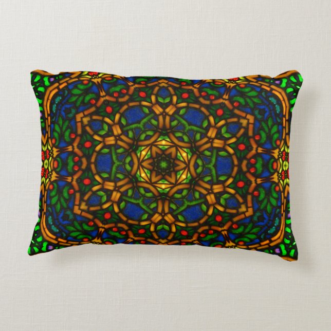 Tiffglow Mandala 1 Oblong Pillow (Back)