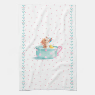 Tiffy Mouse Taking a Teacup Bath Tea Towel