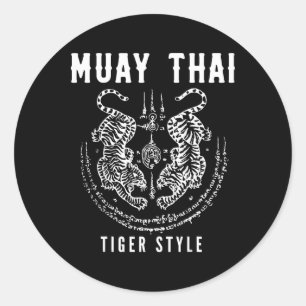Tigar Style Muay Thai Vintage Kickboxing Training Classic Round Sticker