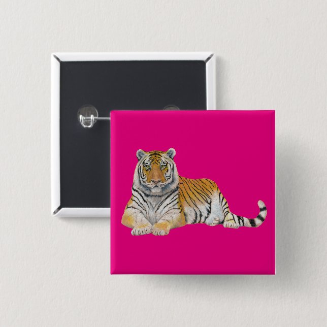 Tiger 15 Cm Square Badge (Front & Back)