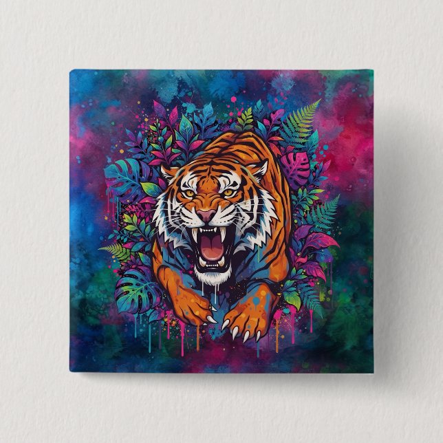 Tiger 15 Cm Square Badge (Front)