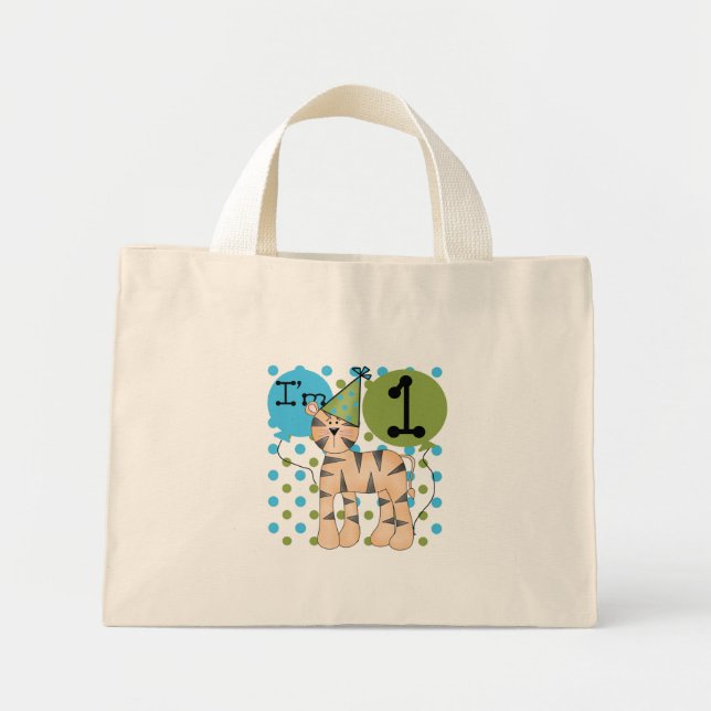 Tiger 1st Birthday T-shirts and Gifts Mini Tote Bag (Front)