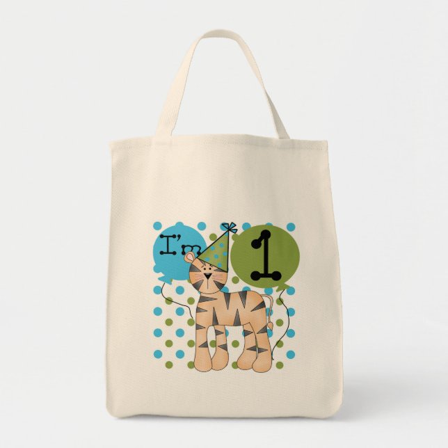 Tiger 1st Birthday T-shirts and Gifts Tote Bag (Front)