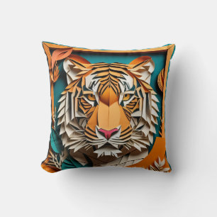 Tiger 3D Paper Art Design T-shirt Cushion