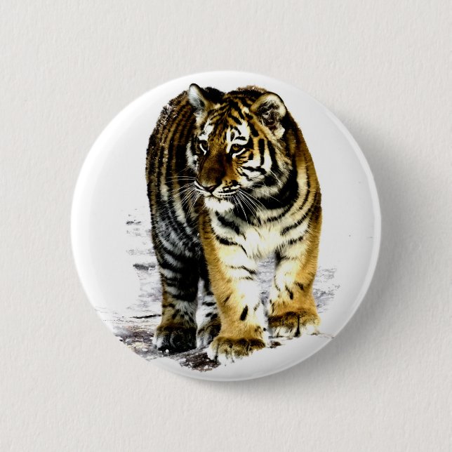 Tiger 6 Cm Round Badge (Front)