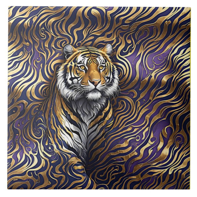 Tiger Abstract Art Ceramic Tile (Front)